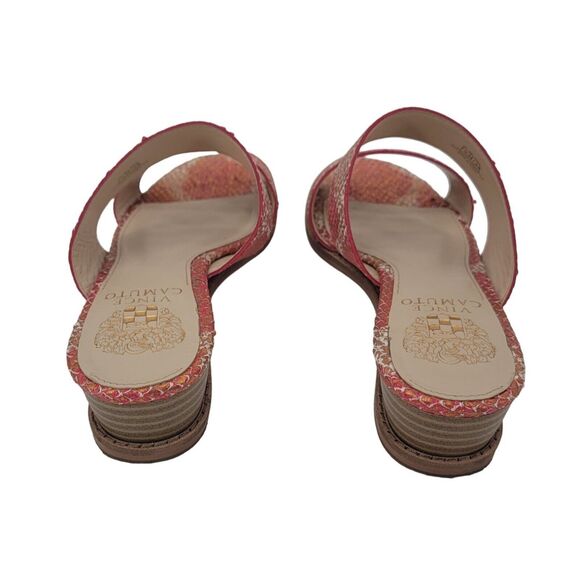 Vince Camuto Size 7.5 Leather Demi-Wedge Slide Sandals Relindie Red Sunset Snake - Picture 3 of 8